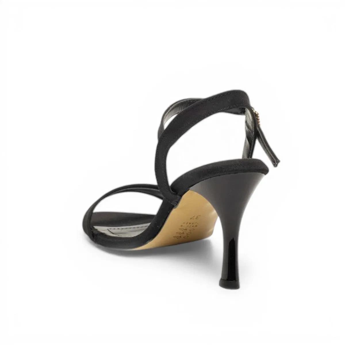 siyah süet topuklu sandalet - Renk: Siyah - Fotoğraf 3 / 3