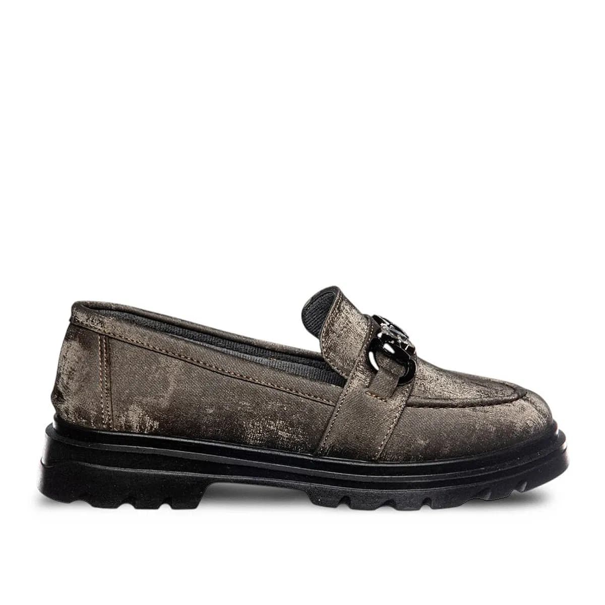 siyah kadife okul ayakkabası - Renk: Gri - Image 1 of 3