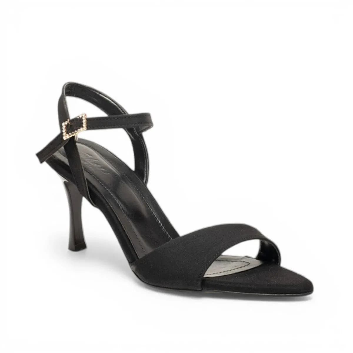siyah süet topuklu sandalet - Renk: Siyah - Fotoğraf 2 / 3