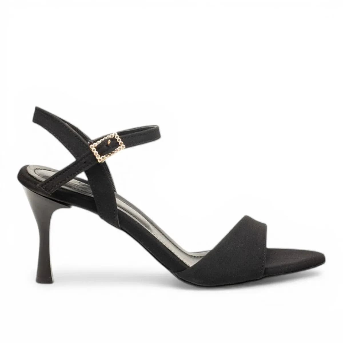 siyah süet topuklu sandalet - Renk: Siyah - Fotoğraf 1 / 3