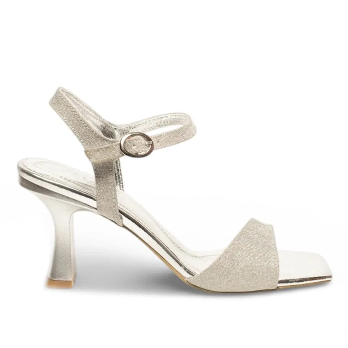 gümüş topuklu sandalet ve abiye - Renk: Gümüş - Image 1 of 3